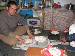 Chokidar at Chhota Dara making chapatis