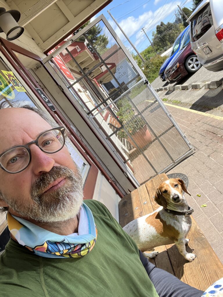 Bodega bfast with Peter the wiener dog